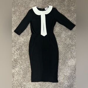 Unique Vintage Collared Wiggle Dress - Black